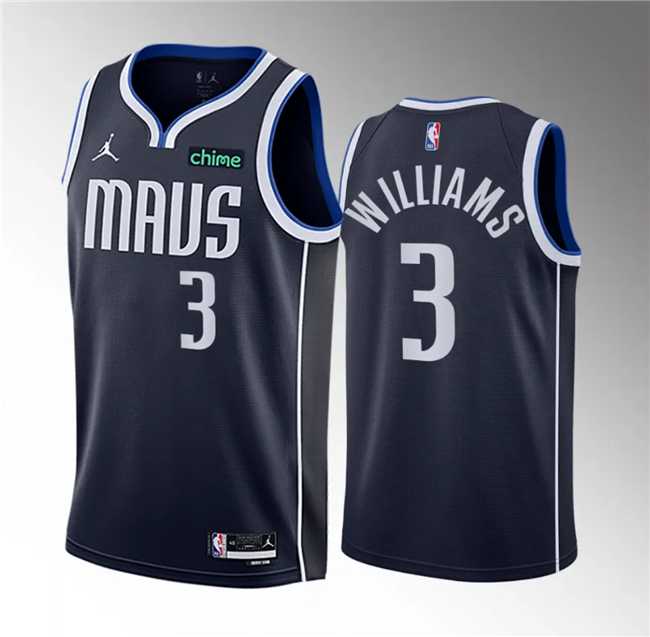 Mens Dallas Mavericks #3 Grant Williams Navy Statement Edition Stitched Basketball Jersey Dzhi